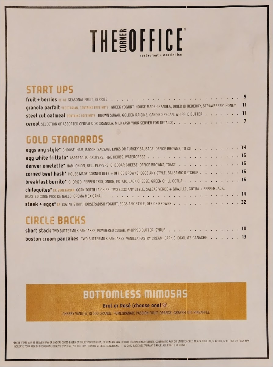 The Corner Office Restaurant + Martini Bar Menu - Image 2